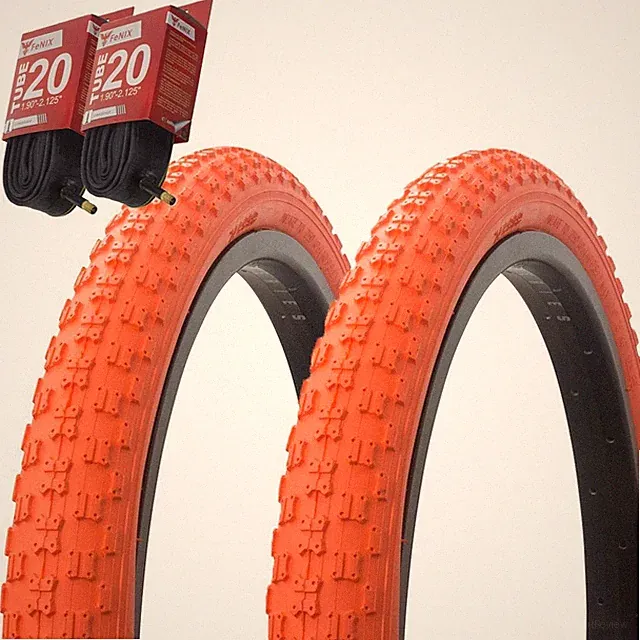1PAIR! PRO+ Bicycle Bike Tires & Tubes 20" x 2.125" ORANGE BMX COMP3 P-104A