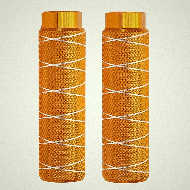 2 Pack Aluminum Alloy Bike Pegs Anti-Skid Fit 3/8 Inch with Thin Line Orange