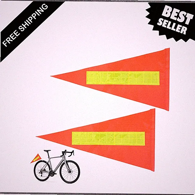 2 Pcs Bicycle Safety Flag Orange Yellow Reflective Waterproof Tear-Resistant