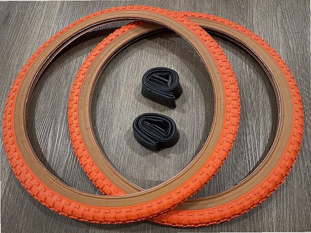 20" Pair BMX Bicycle COMP3 Orange Gumwall MX3 Tires & Tubes 20X1.75 Tangelo