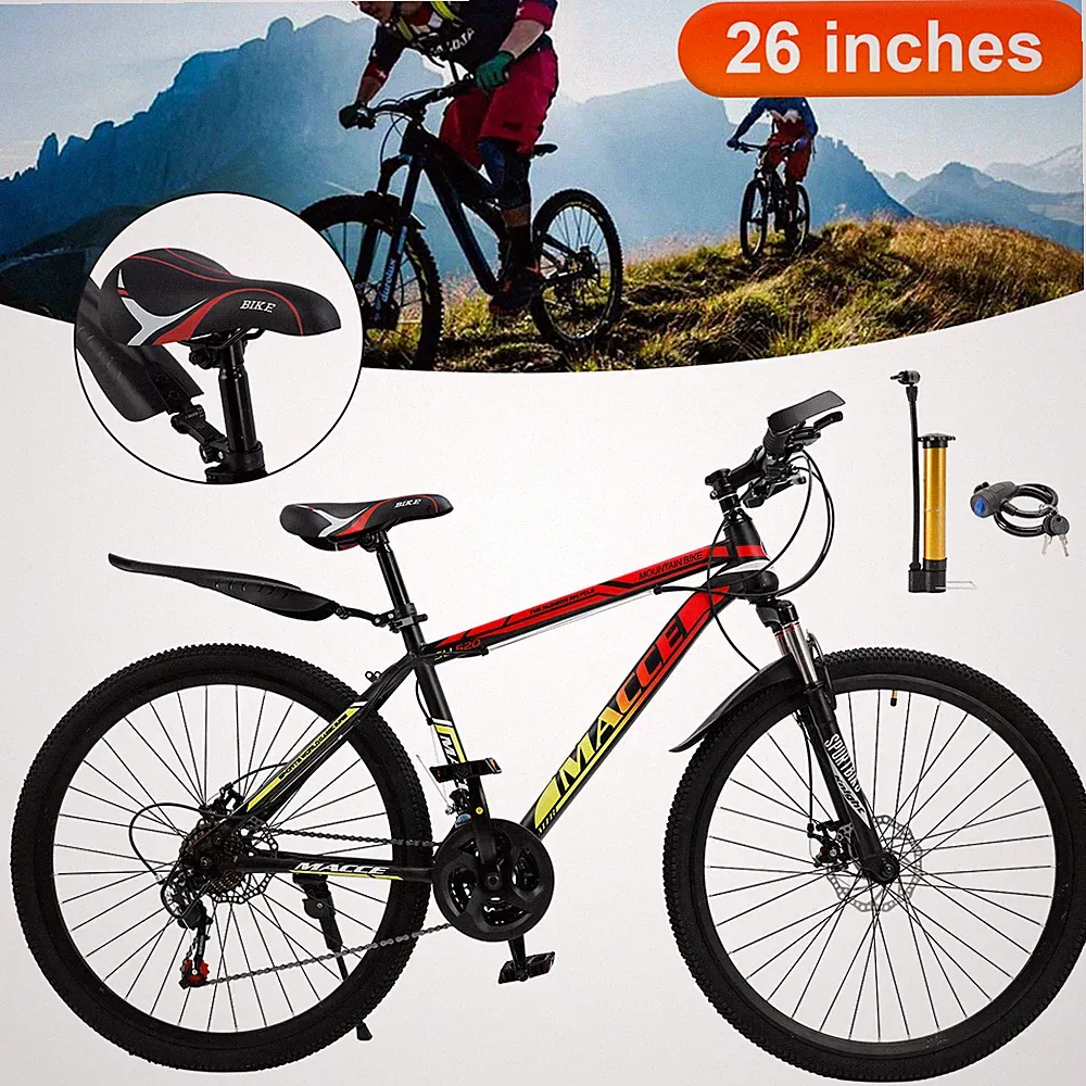 24"Spoke Wheel 24 Speed Mountain Bicycle Adult Bike MTB w/ fender Blue+Orange #8