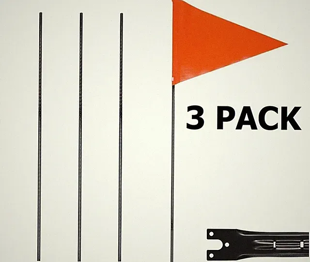 3 Pcs Bike Flag Adjustable Height Fiberglass Pole Safety Sign High Visibility fo