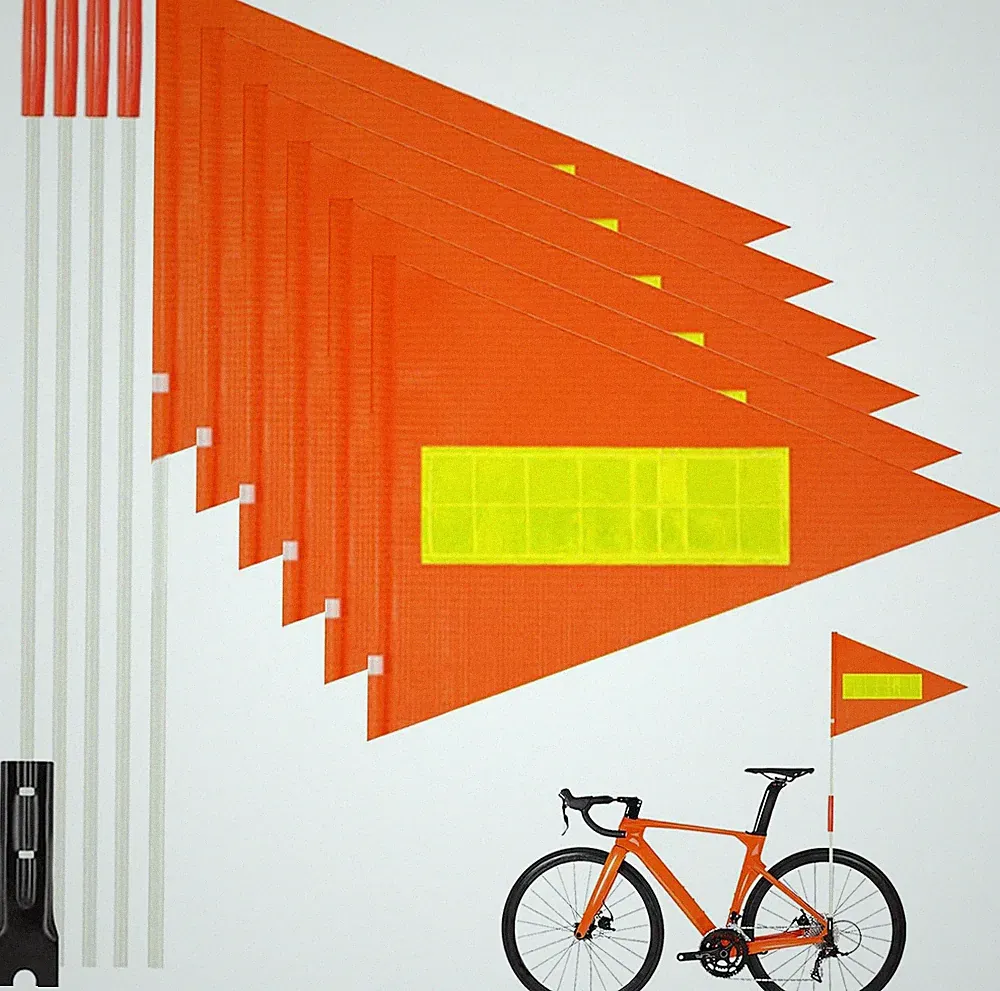 6PCS Orange Bike Safety Flag,Bike Flags with Pole for Safety 6 Ft Bicycle Safety