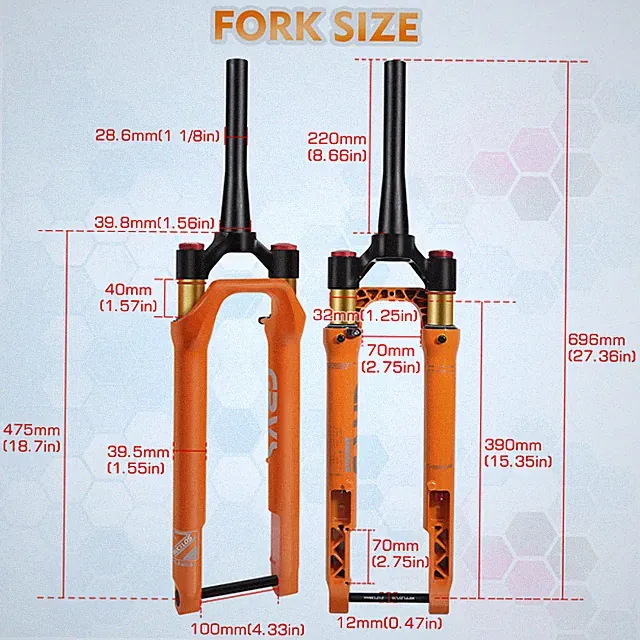 700C Road Gravel Bike Air Suspension Fork Thru Axle 45mm Offset 1-1/8" Tapered