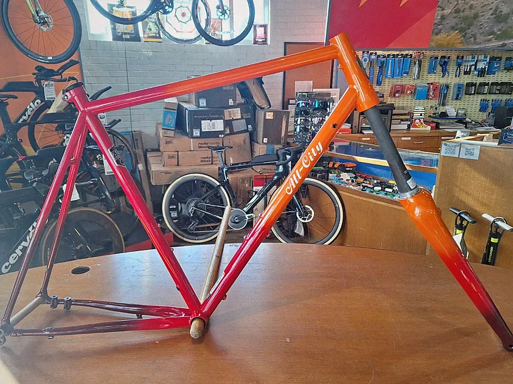 All City Zig Zag 55cm Orange Red Fade Frame Road Bike Whisky Carbon Fork