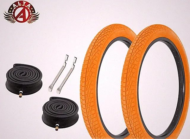 ALTA 20x2.40” Orange Street Park BMX Bicycle Grip Tires + Heavy Duty Tubes 6pc.