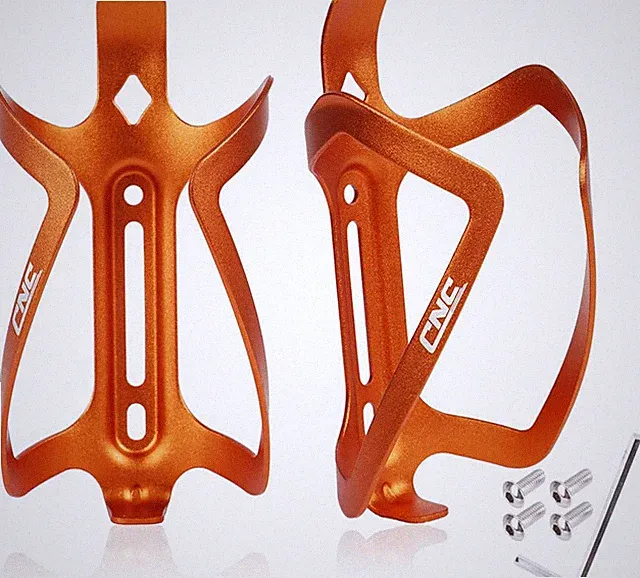 Aluminum Bike Water Bottle Holder Cage Set for Road and Mountain Bikes, Orange