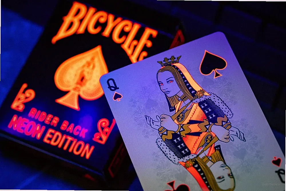 Bicycle NEON Edition Playing Cards ORANGE UV_GLOW Deck | By: Card-Addiction.com