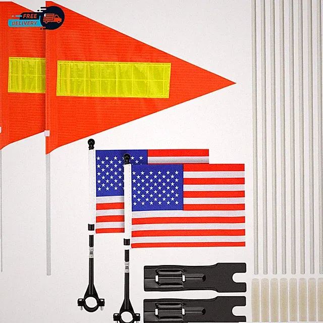 Bike Flags with Pole for Safety 2 Set Bicycle Safety Flag with Reflective Strap
