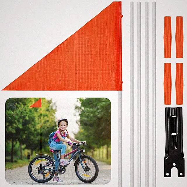 Bike Safety Flag with Pole - 5.5 Ft 8.3x11 Inch Adjustable Ft, Orange