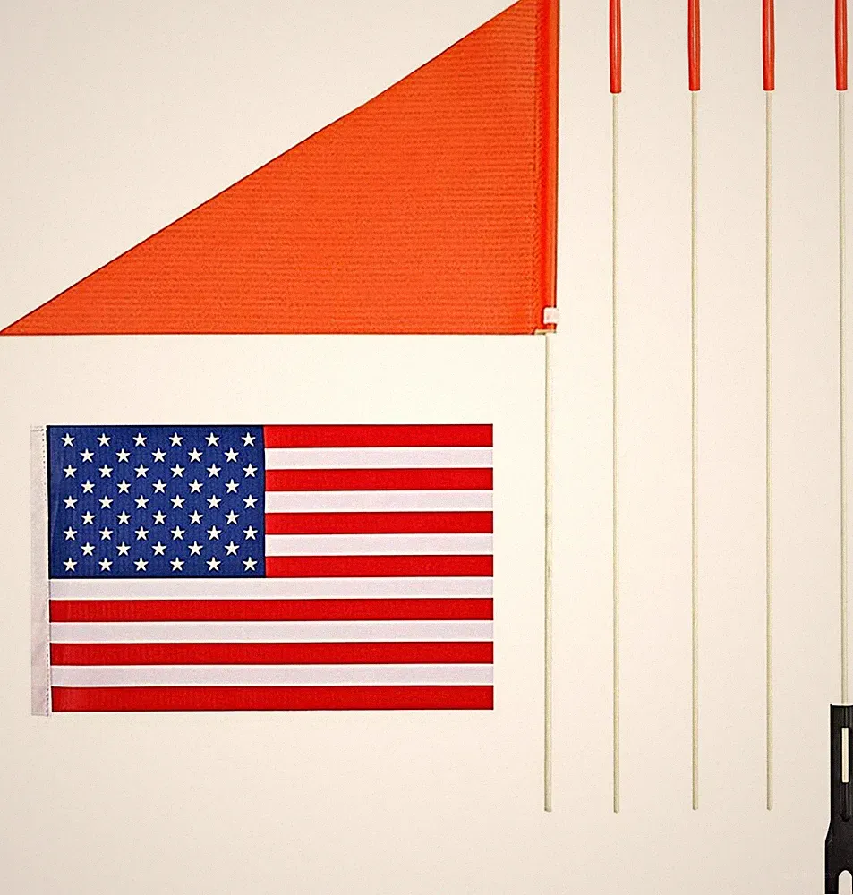 Bike USA Safety Flag 6 Foot Heavy Duty Fiberglass Pole Full Color Orange Bicycle