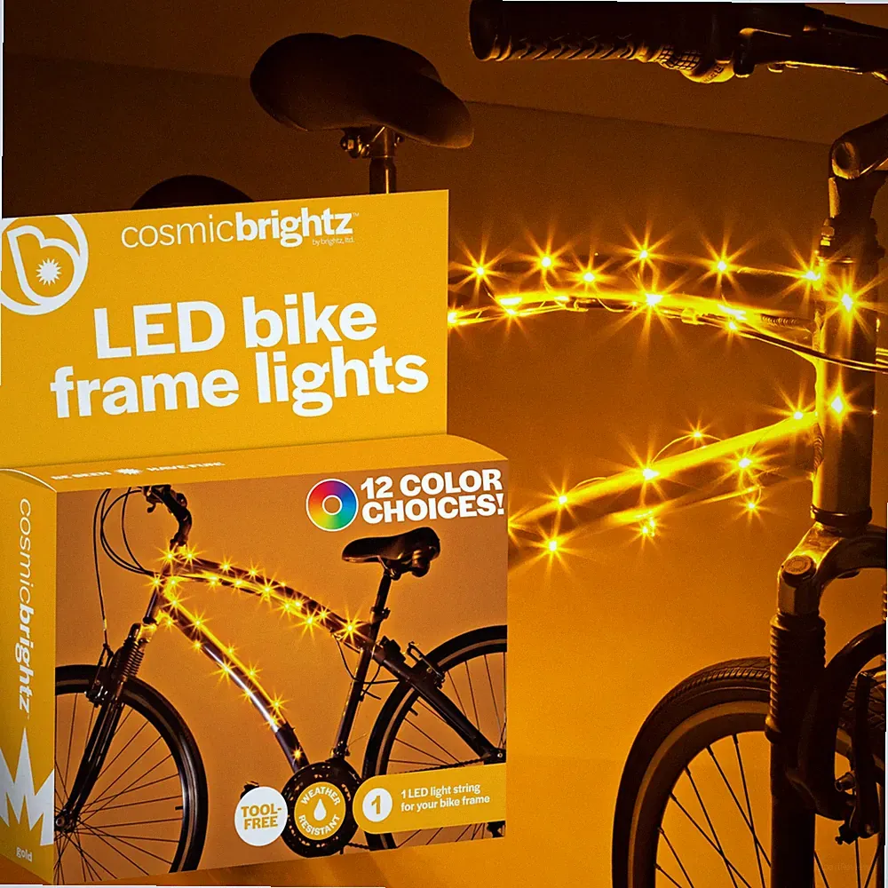 Brightz - CosmicBrightz LED Bike Frame Rope Light, 6.5 ft String Rope, Gold