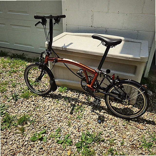 Brompton C Line Explore Folding Bike Flame Lacquer 6 Speed Mid Handlebar M6L