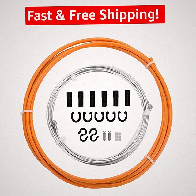 Complete Brake Cable Set for Mountain & Road Bikes - 175g, PTFE Housing, Orange