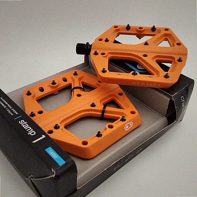 Crank Brothers Stamp 1 Large Orange Composite Platform Bicycle Pedals OPEN