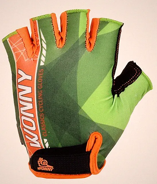 Cycling Bike Bicycle Gel Padded Half Finger Fingerless Gloves Unisex Blue Orange