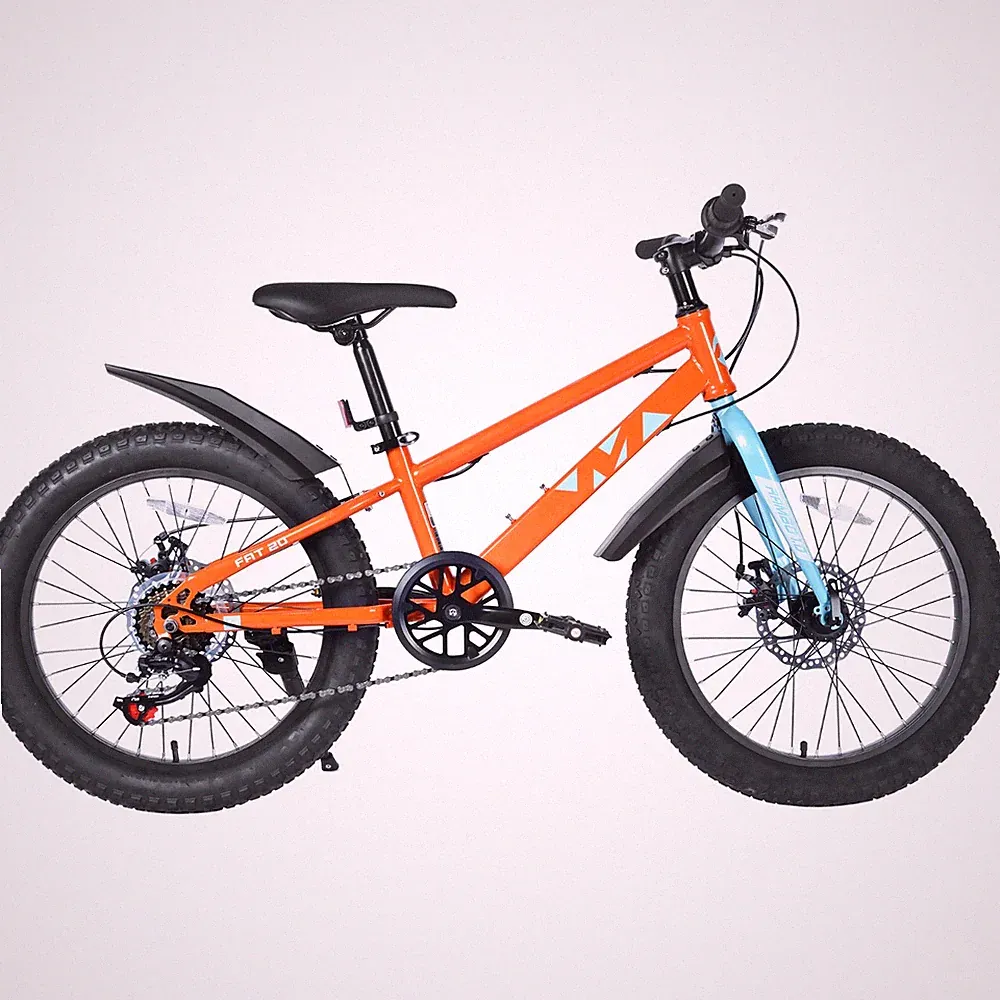 Kids Mountain Bike 20 inch Wheel Dual Disc Brake Kids Bicycle Fat Tire Orange