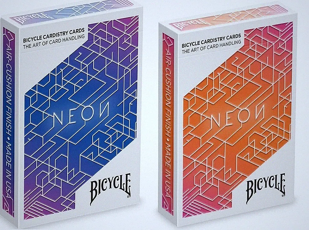 Lot 2 Decks Bicycle NEON ORANGE & BLUE AURORA Playing Cards Cardistry Fanning