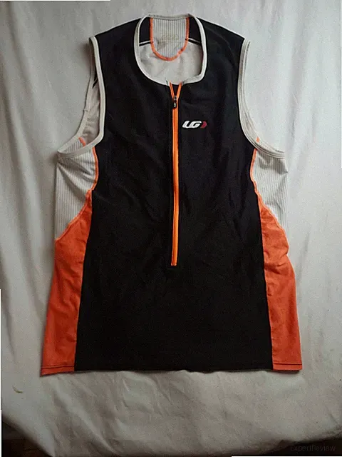 Louis Garneau Cycling Vest Men Large Black Orange Jersey Bike Triathlon Athletic