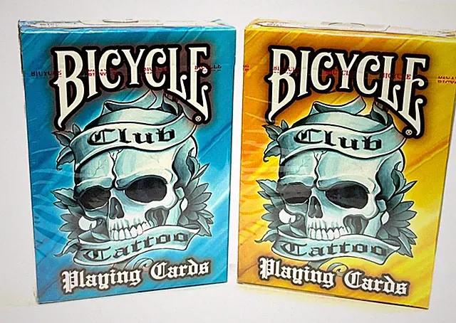 NEW Bicycle Club Tattoo Blue & Orange Playing Cards - Chester Bennington Limited