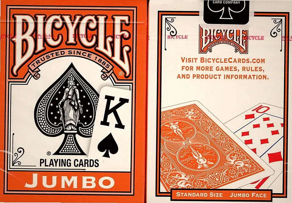 Orange Jumbo Index Bicycle Playing Cards Poker Size Deck USPCC New Sealed