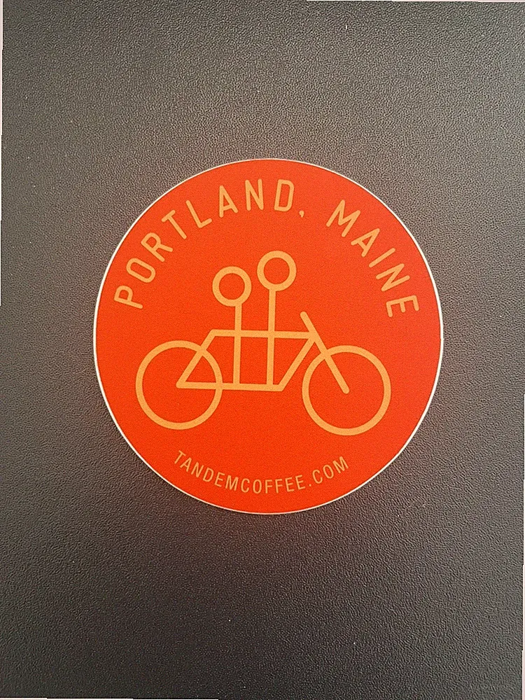 Portland Maine Bicycle for Two Sticker Tandem Coffee