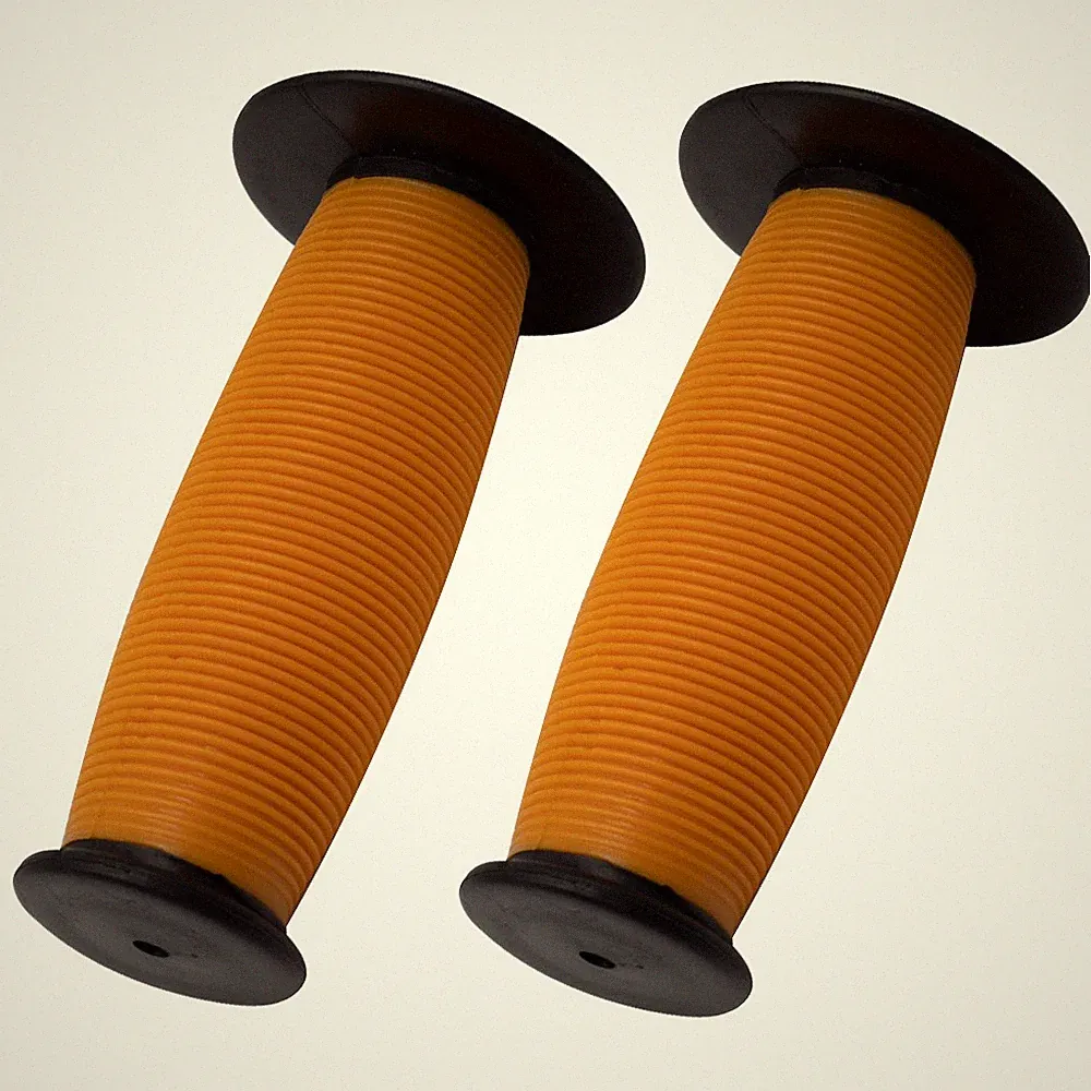 PRO+OLDSCHOOL BLACK/ORANGE BMX 2TONE MUSHROOM GRIP VINTAGE BICYCLE HANDLEBAR