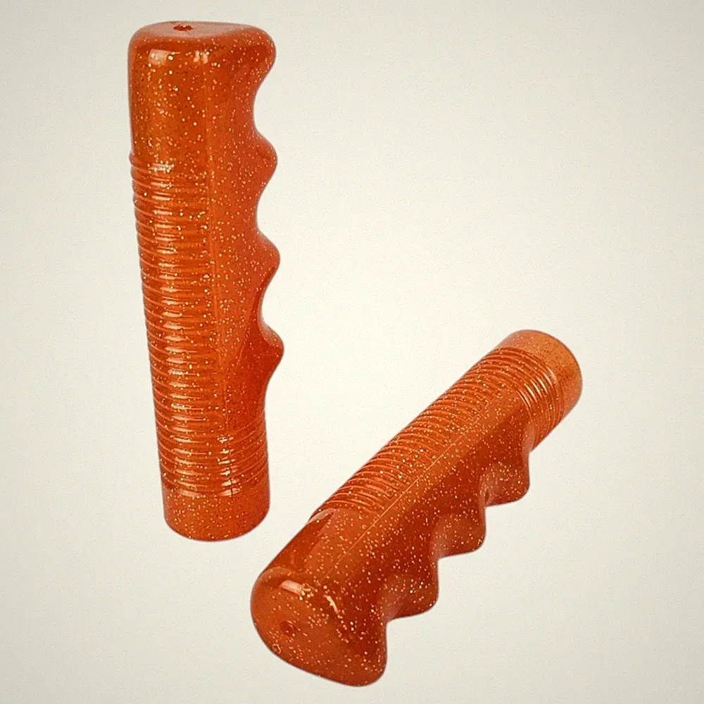 SPARKLE ORANGE Bicycle Handlebar Grips Glitter Vintage OG Lowrider Cruiser Bike