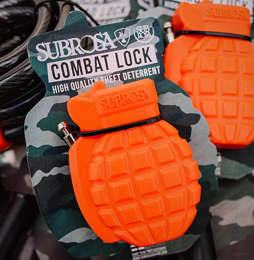 SUBROSA COMBAT LOCK BMX BICYCLE LOCK INCLUDES 2 KEYS GRENADE ORANGE SHADOW NEW
