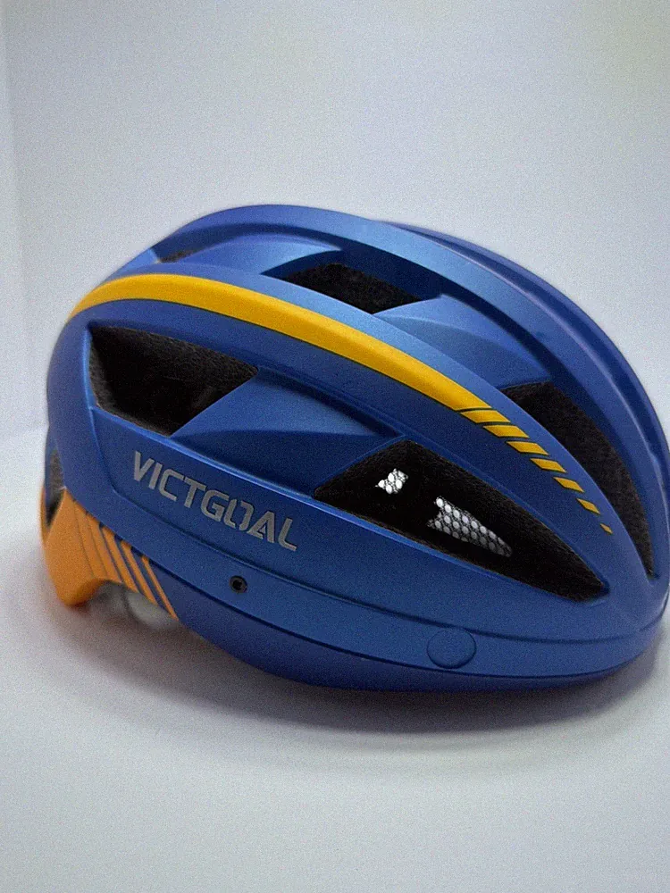 VICTGOAL BICYCLE HELMET BLUE / ORANGE NO BOX SOME SCRATCHES SMALL. US SELLER