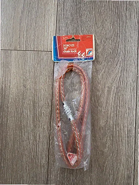 Vintage Bicycle Chain Lock Vinyl Cover 36 Inch Orange Vinyl Tube Cover BMX