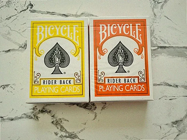 Yellow Rider Back Bicycle Playing Cards Poker Size Deck And Orange Rider Back